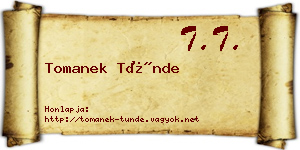 Tomanek Tünde névjegykártya